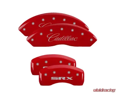MGP Caliper Covers Set of 4 Red Finish | Silver Cadillac | SRX Cadillac - 35002SSRXRD