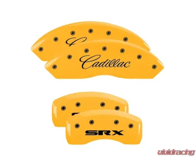 MGP Caliper Covers Set of 4 Yellow Finish | Black Cadillac | SRX Cadillac - 35002SSRXYL
