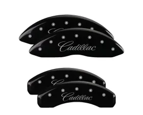 MGP Caliper Covers Set of 4 Black Finish | Silver Cadillac Cursive Cadillac SRX 2012-2016