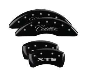 MGP Caliper Covers Set of 4 Black Finish for Cadillac XTS 2013-2019, Engraved Silver