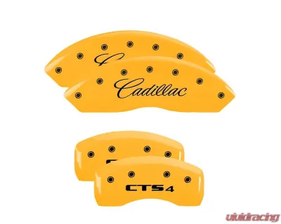 MGP Caliper Covers Set of 4 Yellow Finish | Black Cadillac | CTS4 Cadillac - 35010SCT4YL