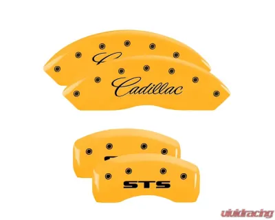 MGP Caliper Covers Set of 4 Yellow Finish | Black Cadillac | STS Cadillac - 35010SSTSYL