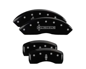 MGP Caliper Covers Set of 4 Black Finish for Lincoln MKX 2007-2010, Silver Star Logo