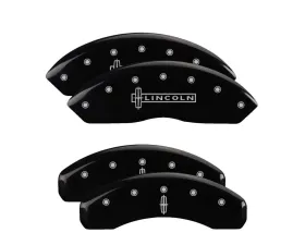 MGP Caliper Covers Set of 4 Black Finish for Lincoln MKX 2011-2015, Silver Star Logo