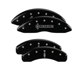 MGP Caliper Covers Set of 4 Black Finish for Lincoln MKT 2011-2016, Silver Logo