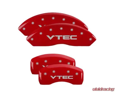 MGP Caliper Covers Set of 4 Red Finish | Silver VTEC Acura RSX 2002-2006 - 39005SVTCRD