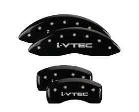 MGP Caliper Covers Set of 4 Black Finish for Acura ILX 2016-2020, i-Vtec Engraved