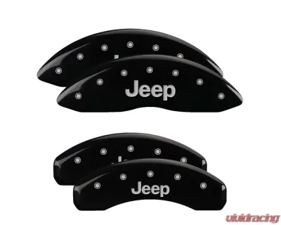MGP Caliper Covers Set of 4 Black Finish | Silver Jeep Jeep - 42002SJEPBK