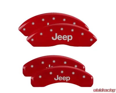 MGP Caliper Covers Set of 4 Red Finish | Silver Jeep Jeep - 42007SJEPRD