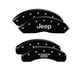 MGP Caliper Covers Set of 4 Black Finish | Silver Jeep | Jeep Grill Logo Jeep