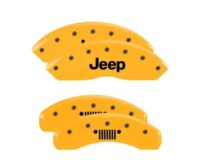 MGP Caliper Covers Set of 4 Yellow Finish | Black Jeep | Jeep Grill Logo Jeep