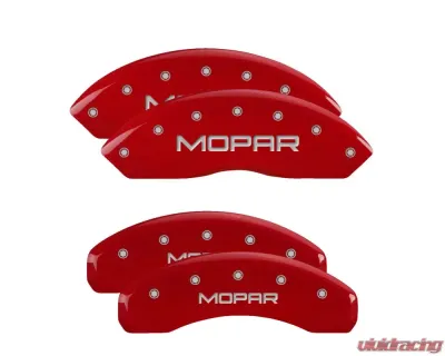 MGP Caliper Covers Set of 4 Red Finish | Silver MOPAR Jeep - 42007SMOPRD