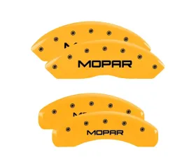 MGP Caliper Covers Set of 4 Yellow Finish | Black MOPAR Jeep