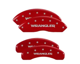 MGP Caliper Covers Set of 4 Red Finish | Silver WRANGLER Jeep