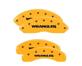 MGP Caliper Covers Set of 4 Yellow Finish | Black WRANGLER Jeep