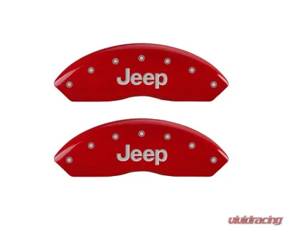 MGP Caliper Covers Front Set of 2 Red Finish | Silver Jeep Jeep Wrangler 1997-2006 - 42009FJEPRD