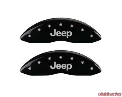 MGP Caliper Covers Front Set of 2 Black Finish | Silver Jeep Jeep - 42011FJEPBK