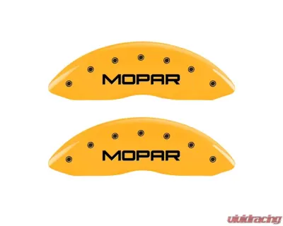MGP Caliper Covers Front Set of 2 Yellow Finish | Black MOPAR Jeep - 42011FMOPYL