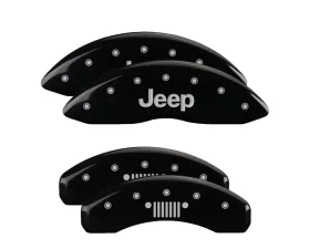 MGP Caliper Covers Set of 4 Black Finish for Jeep Grand Cherokee 2011-2022, Silver Logo