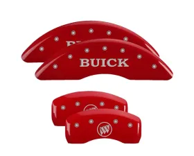 MGP Caliper Covers Set of 4 Red Finish | Silver Buick | Buick Shield Logo Buick Enclave 2008-2017
