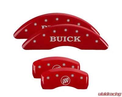 MGP Caliper Covers Set of 4 Red Finish | Silver Buick | Buick Shield Logo Buick Enclave 2008-2017 - 49001SBSHRD