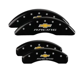 MGP Caliper Covers Set of 4 Black Finish for Chevrolet Camaro SS 2016-2023, Engraved Chevy Racing