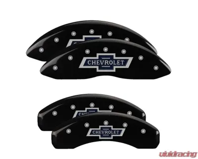 MGP Caliper Covers Set of 4 Black Finish | Silver 100 Anniversary Chevrolet Silverado 1500 | Suburban | Tahoe 2021+ - 14252SBANBK