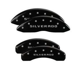 MGP Caliper Covers Set of 4 Black Finish with Silver Chevrolet Silverado 1500 | Suburban | Tahoe 2019+