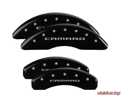 MGP Caliper Covers Set of 4 Black Finish with Silver Camaro Chevrolet Camaro 2018-2023 - 14253SCA5BK