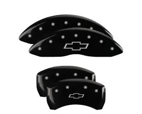 MGP Caliper Covers Set of 4 Black Finish with Silver Bowtie for Chevrolet Equinox 2021-2023
