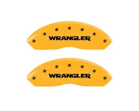 MGP Caliper Covers Front Set of 2 Yellow Finish | Black WRANGLER Jeep Wrangler 1997-2006