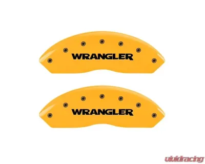 MGP Caliper Covers Front Set of 2 Yellow Finish | Black WRANGLER Jeep Wrangler 1997-2006 - 42009FWRGYL