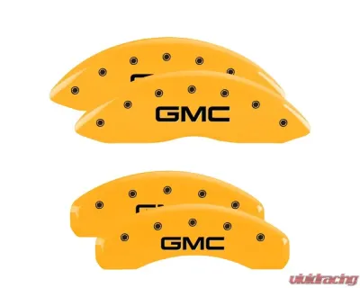 MGP Caliper Covers Yellow Front & Rear for GMC Yukon 2021-2022, 6061 Aluminum, Engraved GMC - 34221SGMCYL