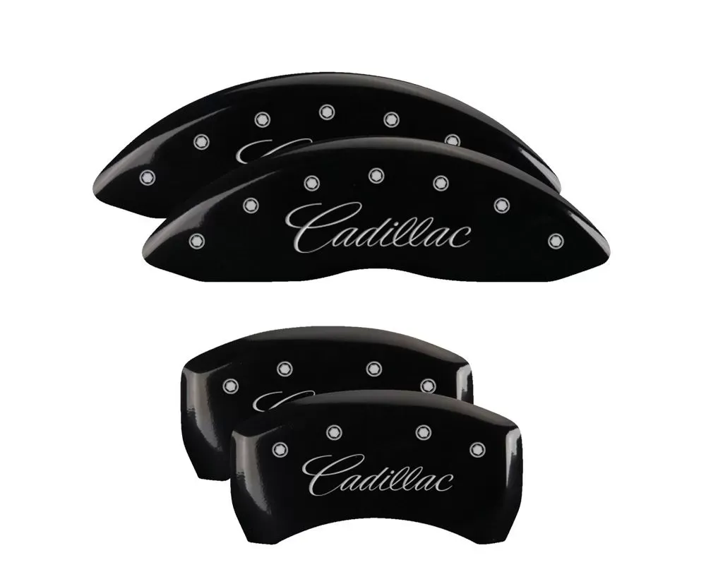 MGP Caliper Covers Front & Rear Brake Caliper Covers with Cadillac Cursive Engraving 35030S Cadillac XT5 2021 - 35030SCADBK