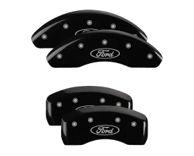 MGP Caliper Covers Set of 4 Black Finish with Silver Ford Oval Logo for 2021-2025 Ford Bronco Sport