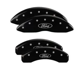 MGP Caliper Covers Set of 4 Black Finish with Silver Ford Oval Logo for Ford F-150 2021-2022