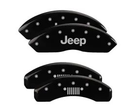 MGP Caliper Covers Set of 4 Black Finish for Jeep Wrangler 2021-2022, Silver Jeep Logo