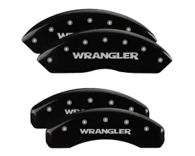 MGP Caliper Covers Set of 4 Black Finish for Jeep Wrangler 2021-2022, Engraved WRANGLER