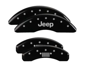 MGP Caliper Covers Set of 4 Black for Jeep Grand Cherokee L 2021-2022, Silver Logo