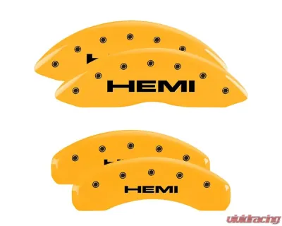 MGP Caliper Covers Set of 4 Yellow Finish | Black Hemi Ram 1500 2021 - 55005SHEMYL