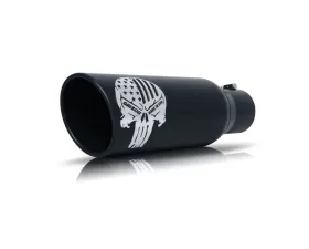 Gibson Performance 3.50" Inlet x 6" Outlet Black Ceramic Patriot Skull Rolled Edge Angle Exhaust Tip