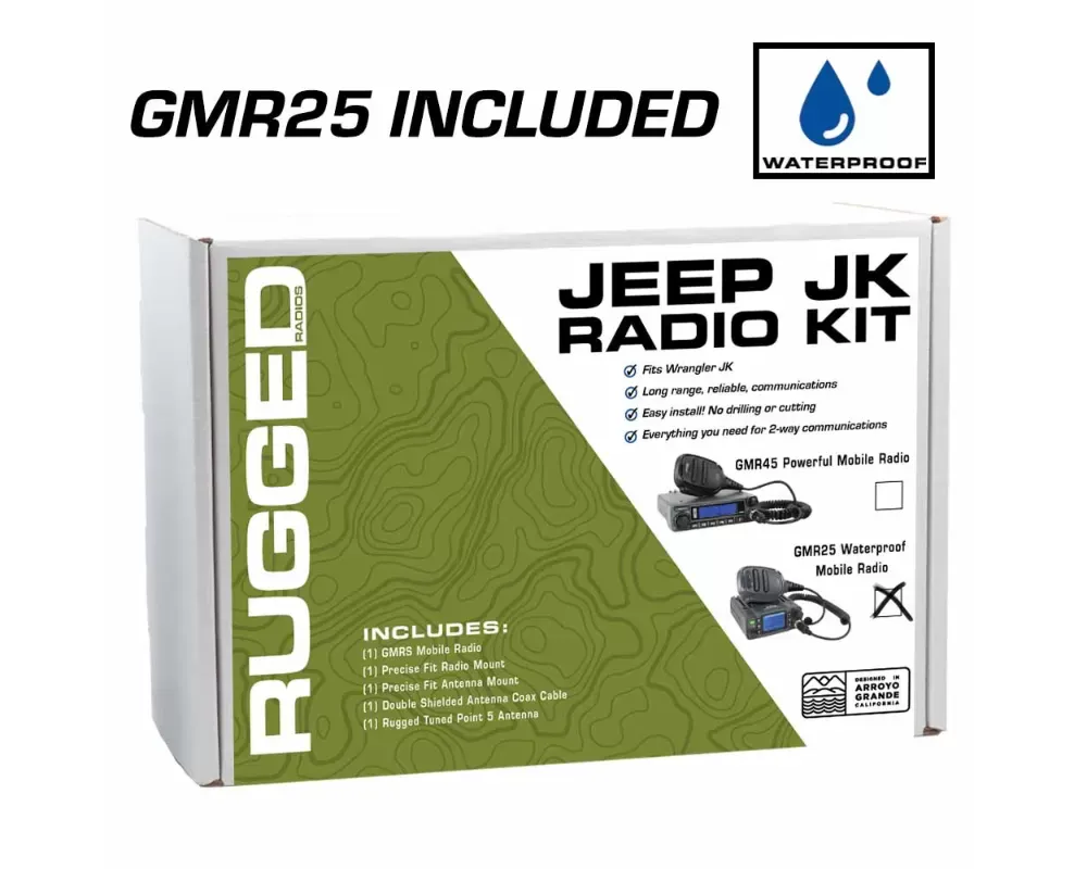 Rugged Radios Radio Kit w/GMR25 Waterproof Mobile Radio Jeep Wrangler JK 2-Door 2007-2018 - JK2-GMR25
