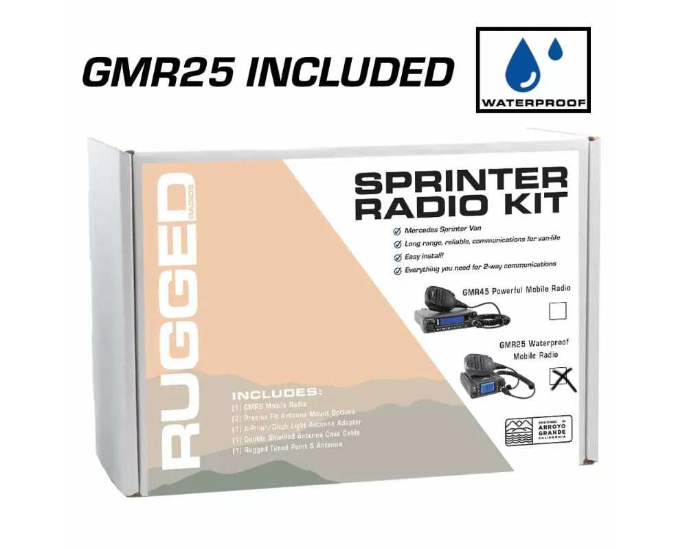 Rugged Radios Radio Kit w/GMR25 Waterproof Mobile Radio Mercedes-Benz Sprinter 2007-2023 - SPRINTER-GMR25