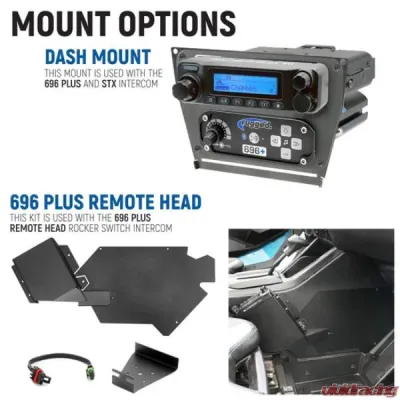 Rugged Radios Complete Communication Kit w/Bluetooth Intercom & 2-Way Radio Dash Mount M1 VHF 696 Plus Polaris - PROR-696-M1-HK