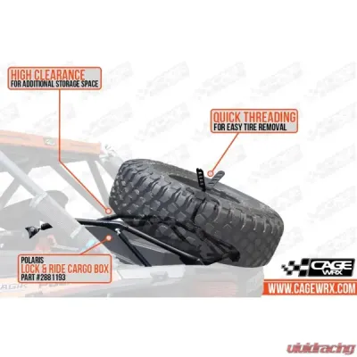 CageWrx Spare Tire Carrier High Polaris RZR XP/4 1000 | XP Turbo/s 2014-2023 - XP1KTIREHIGH