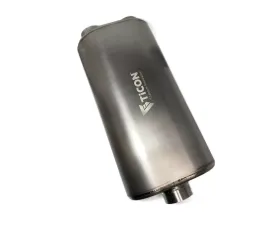 Ticon Industries 17in Overall Length 3in Oval Titanium Muffler - 3in Center In/2.5in Dual Outlet