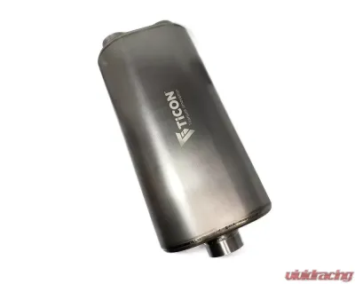 Ticon Industries 17in Overall Length 3in Oval Titanium Muffler - 3in Center In/2.5in Dual Outlet - 116-07623-0120