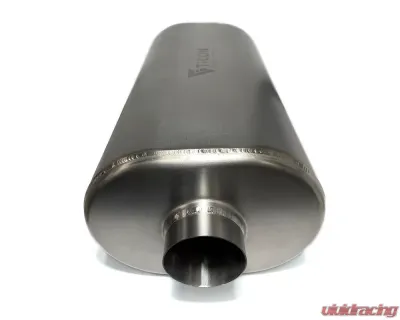 Ticon Industries 17in Overall Length 2.5in Oval Titanium Muffler - 2.5in Center In/Dual Outlet - 116-06323-0120