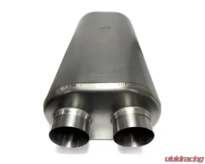 Ticon Industries 17in Overall Length 2.5in Oval Titanium Muffler - 2.5in Center In/Dual Outlet - 116-06323-0120