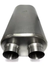Ticon Industries 17in Overall Length 3in Oval Titanium Muffler - 3in Center In/2.5in Dual Outlet                                     - 116-07623-0120 - Image 3